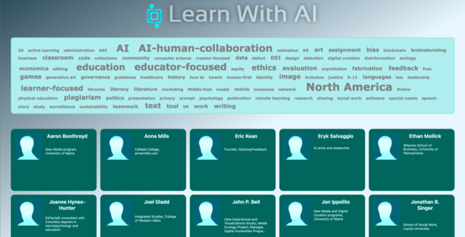 Screenshot of the Learning With AI speakers bureau.